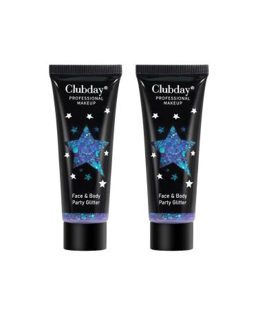 2 Pack Glitter Gel Sequin Chunky Glitter Face Hair Nail Lip Shimmer Glitter Gel Eyeshadow Liquid Eye Shadow Lasting Sparkling Lotion Glitter for Festival Birthday Makeup Party Type 2