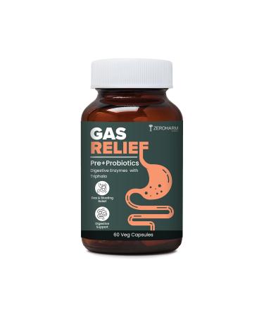 Natural Gas Relief Capsules | Helps in Reducing Acidity Recurrence With Digestive Enzymes Pre-Probiotics & Triphala | Reduces Bloating Flatulence & Enhances Digestion | 60 Capsules