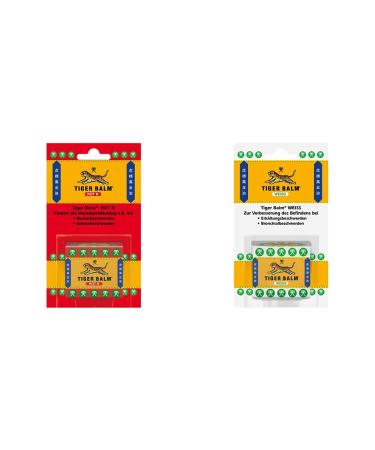 Tiger balm red n - natural balm to promote the blood flow to the skin 1 x 19.4 g & white - natural balm for colds & to promote skin blood flow 1 x 19.4 g bundle with white natural balm
