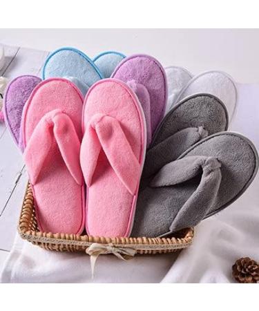Soft Fleece Spa Flip Flops Set | 5 Pairs Guest & Hotel Slippers | Unisex House Shoes for Salons & Parties | Washable & Reusable - Buy Online on GoSupps.com
