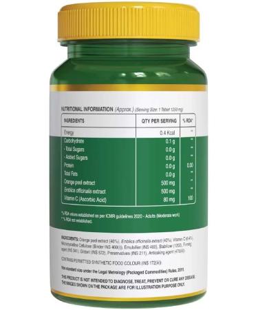 Vitamin C 1250mg Amla & Orange Peel Extract| Boosts Immunity & Skin Health | Antioxidant Support for Men & Women | Supports Collagen Formation | 60 Veg Tablets - Buy Online on GoSupps.com