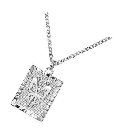 jojofuny Butterfly Necklace Trendy Necklaces for Women Metal Necklace Butterflies Necklace Square Miss Collar Silver 53x1CM