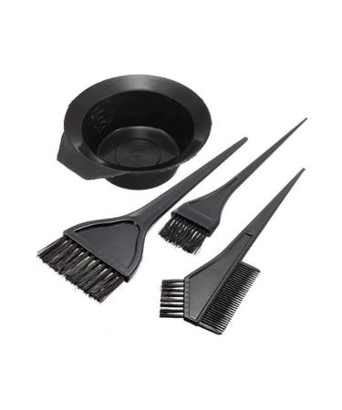 4 Pcs Black Plastic Dyeing Bowl Comb Kit Professional Salon Hair Coloring Dyeing Kit Dye Brush Comb Bowl Tint ToolHair color bowl comb brush kit black 4 piece set Durable and Useful Durable