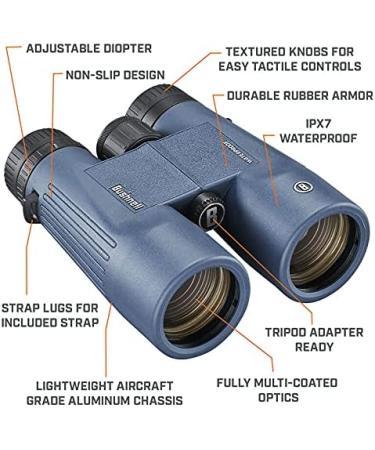 Bushnell H2O 10x42mm Binoculars- Waterproof & Fogproof for Boating, Hiking, Camping - Roof Prism - Buy Online on GoSupps.com