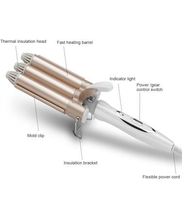 Professional Perm Splint Hair Wave Wand - Tourmaline Ceramic Triple Barrel Crimper with Fast Heating & Adjustable Temperature for Perfect Waves - Buy Online on GoSupps.com