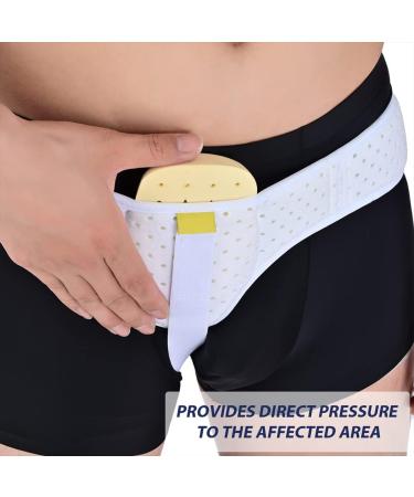 Hernia Belts for Men & Women - Adjustable Support Pain Relief with Removable Compression Pad - Left & Right Hernia - Size M (White) - Buy Online on GoSupps.com