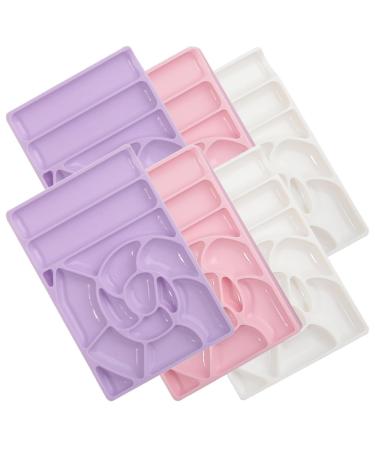 POPETPOP POPETPOP 6 Pieces Hybrid Gel Mixing Tray Nail Art Make Up Artist Paint Palette Watercolor Palette Rectangle Gel White Plastic Samples Nail