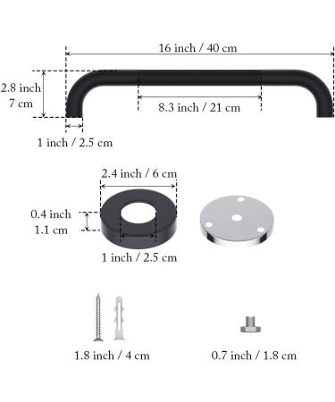 16 Inch Grab Bars for Bathtubs and Showers Anti Slip Shower Grab Bars Stainless Steel Shower Handle Toilet Handicap Elderly Senior Assist Bathroom Saft Handle(Black) 16 Inch Matte Black - Buy Online on GoSupps.com