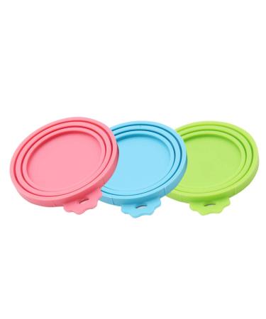 SENDR.KR Can Covers for Pet Food Set of 3 Universal Silicone Tin Can Lids Food Safe BPA Free One Cat Dog Food Can Lids for Tins Fits All Standard Can Sizes WF008632