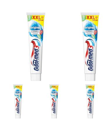 Odol-Med 3 toothpaste original with 3in1 protection for strong teeth healthy gums ** and fresh breath 125 ml (pack with 5) 125 g (5 pack)