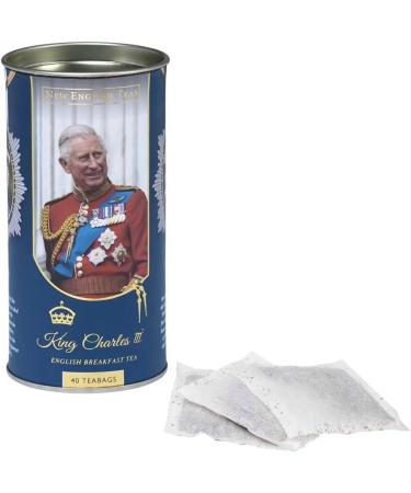 New English Teas King Charles Tea Drum with 40 English Breakfast Teabags - Buy Online on GoSupps.com