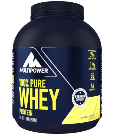 Multipower 100% Pure Whey Protein-Water-soluble protein powder with Banana Milk taste-protein powder with whey isolates as the main source-vitamin B6 and high BCAA content-2 kg banana milk 2 kg (1 Pack)