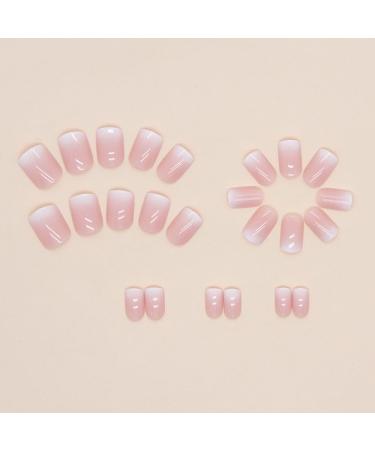 ZSPERKLA 24 PCS Pink Press on Nails Short Square Fake Nails Full Cover False Nails with Nail Glue Stick on Nails for Women Girls - Buy Online on GoSupps.com