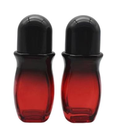 2pcs 50ml Glass Bottle Roller Ball Large Empty Roller Bottles Refillable Rollerball Bottles for Perfume Essential Oils Deodorant Black 50ml