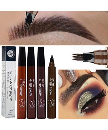 Microblading Tattoo Eyebrow Pen  WUBLSYAN Waterproof Ink Gel Tint Drawing Eyebrow Pencil with Four Tips  Creates Long Lasting Natural Hair-Like Defined Brows All Day(4 PCS) 4 Count (Pack of 1)