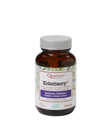 Quantum Health Elderberry Lozenges, Raspberry Flavor w/ Herbals for Throat Comfort, Immune Support, Bagged, 36 Ct. 36 Count (Pack of 1)