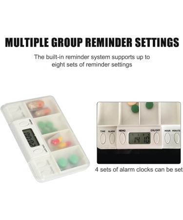 Automatic Pill Organizer - 4 Compartment Tablet Dose with 8 Alarms Intelligent Timer for Daily Use - White - Buy Online on GoSupps.com