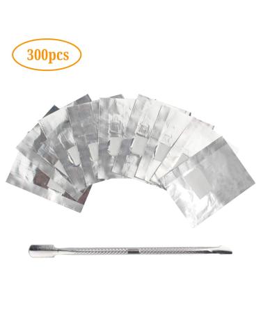 Ynredee 300 Pcs Aluminum Nail Art Remover Nail Art Soak Off Acrylic Gel Cuticle Pusher