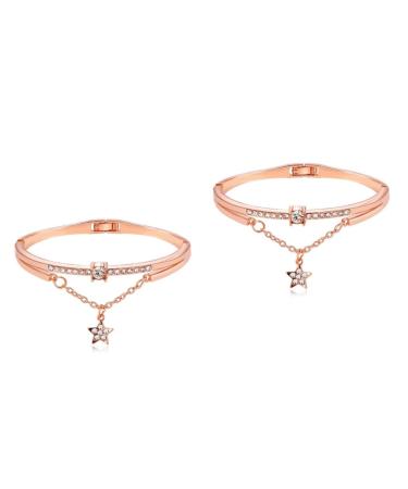 DOITOOL 2pcs Star Bracelet Silver Cuff Bracelet Womens Bangles Bracelets Moon Bracelet Crystal Pendants Gemstone Bracelet Bracelets for Women Rhinestone Bangle Simple Silver Bracelet Miss