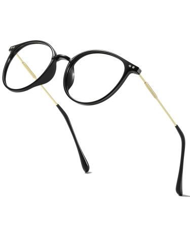 Sleek Round Blue Light Blocking Glasses Computer/Gaming/Screen Glasses for Women or Men Black