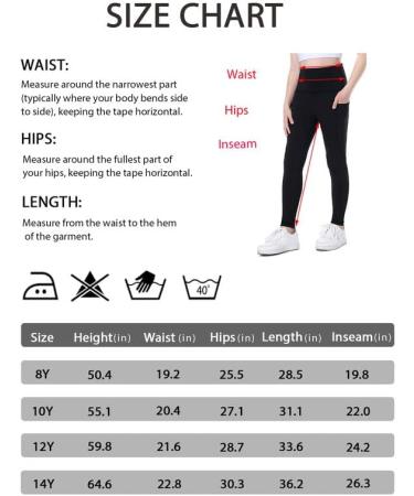 Girl's Black Athletic Leggings with Pockets - Compression Dance Tights for Yoga - Size 12 Years - Buy Online on GoSupps.com
