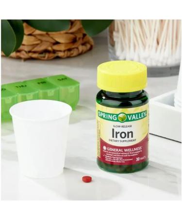 Spring Valley 45mg Slow-Release Iron Tablets - 30 Count Dietary Supplement - Buy Online on GoSupps.com