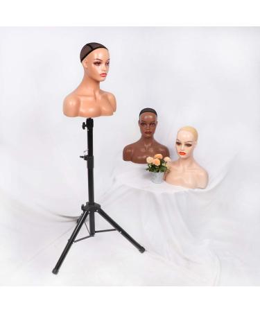 Realistic Female Mannequin Head with Shoulders for Wig/Jewelry/Makeup Display - Dark Brown - Buy Online on GoSupps.com