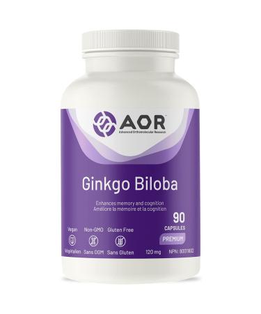 AOR - Ginkgo Biloba 120mg 90 Capsules - Ginkgo Biloba for Tinnitus Relief Peripheral Circulation Enhances Memory Support and Blood Flow Supplement - Cognitive Supplement and Antioxidant Supplement