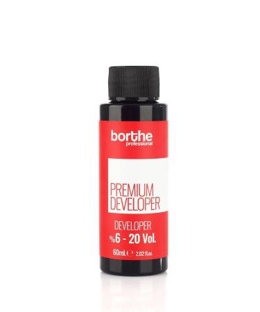 Borthe Mini Professional Creme Hair Developer Activator Peroxide for Hair Colouring Long Lasting Colour and Grey Coverage 60ml 6% 20 Volume %6 20 Volume