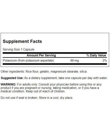 Swanson Potassium Aspartate 99mg 60 Capsules - Pack of 2 | Best Quality Supplements - Buy Online on GoSupps.com