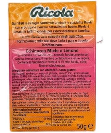  Ricola Ricola - 13 Ricola Herbs Candy - Gluten Free - Honey and Lemon Echinacea - 20 50g Cases - Buy Online on GoSupps.com