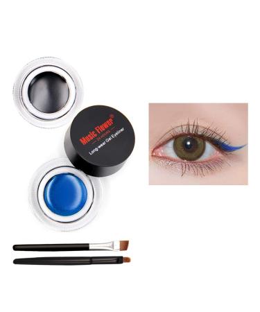 Music Flower Gel Eyeliner Set | Waterproof & Long Lasting | Easy Eye Makeup & Removal | 2 Brushes | Pack of 2 Black & Blue - Buy Online on GoSupps.com