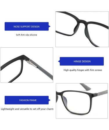 BLUEMOKY Blue Light Reading Glasses for Men - Anti-Glare Square Frame 1.75x Strength - Stylish & Comfortable Computer Glasses - Buy Online on GoSupps.com