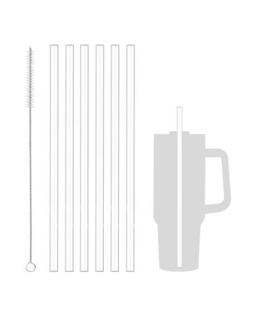 MLKSI Replacement Straws for Stanley 40 oz Quencher Tumbler 6 Pack Reusable Straws Plastic Straws with Cleaning Brush Compatible with Stanley 40oz Stanley Cup Stanley Water Jug 6* Plastic Straws for 40 oz
