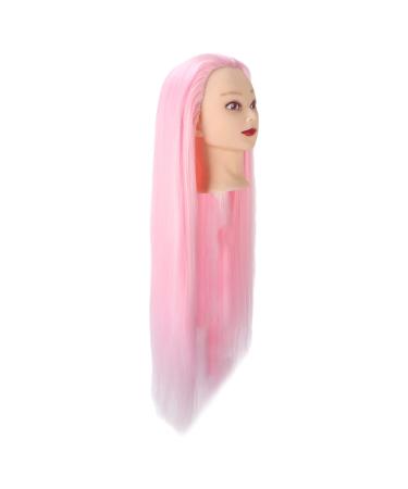 Mannenquink head with long hair pink hair no strange smell of high-temperature wire-hair exercise head for hairdresser to make hairstyles