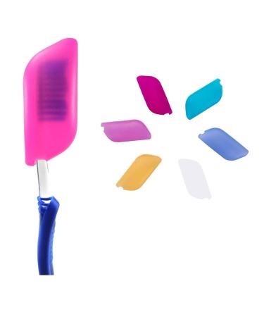 V-TOP Silicone Toothbrush Case Covers Pack of 6, Great for Home and Outdoor 6 Piece Assortment