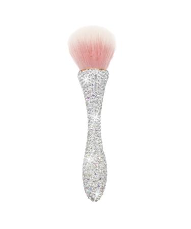 Bling Rhinestone Makeup Brush Retractable Makeup Brushes With Cover Shiny Rhinestone Portable Makeup Brush Luxury Foundation Brush with Soft Bristles (Portable Makeup Brush Silver)