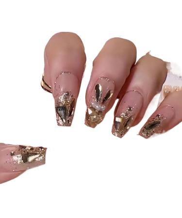 Temperament-enhancing manicure hand-made wearing nail full of diamonds in the New Year versatile wearing nail stickers are white in autumn and winter.(M)