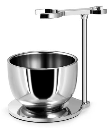 GRUTTI Shaving Stand Kits for Men Universal Heavy Chrome Shaving Brush Stand Holder with Shaving Bowl-The Best Safety Razor Stand for Place Manual Razor Blades Shaving Brush Shaving Bowl Semicircular