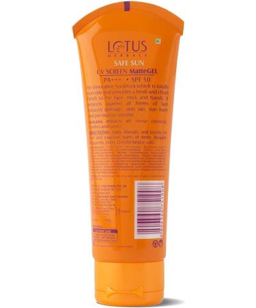 Lotus Herbals Safe Sun Invisible Matte Gel Sunscreen SPF 50 PA+++ For Men & Women Non-Greasy Suitable for Oily Skin 100g - Buy Online on GoSupps.com