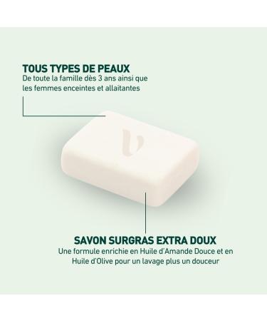 LABORATOIRES VEND ME - CALM V+ - Savon Surgras Extra-Doux Amande Douce - Nettoie & Laisse la Peau Douce - Formule Hypoallerg nique - Enrichi en Huile d'Olive - Tous Types de Peaux - 125g - Buy Online on GoSupps.com