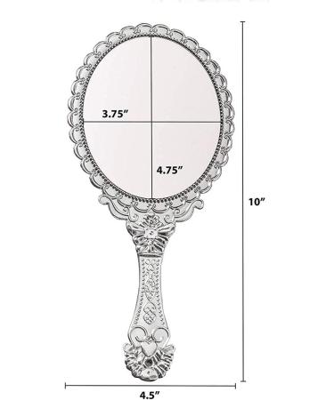 BAOZOON Vintage Hand Mirror - Cosmetic Makeup Mirror with Handle, 9.8x4.5in (Silver) - Buy Online on GoSupps.com
