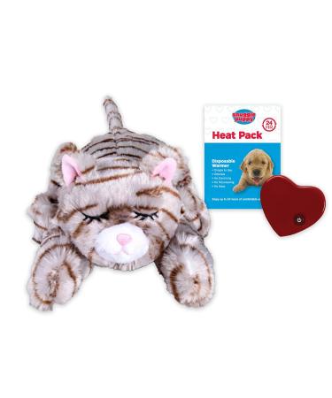 Snuggle Kitty Heartbeat Stuffed Toy for Cats by Snuggle Puppy - Pet Anxiety Relief and Calming Aid - Tan Tiger