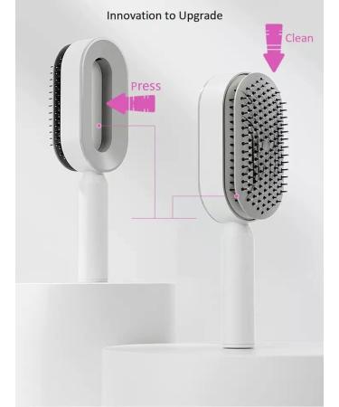 JiedHiur Self Cleaning Hair Brush - 3D Air Cushion Hair Brush for Women - Airbag Massage Comb for Thick Hair - White - Buy Online on GoSupps.com
