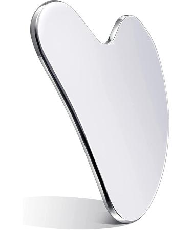 Gua Sha Facial Tools-Stainless Steel Gua Sha Board Reusable Skin Care Tools for Face Body Eyes Neck Skin Tightening for Men and Women(Silver) - Buy Online on GoSupps.com