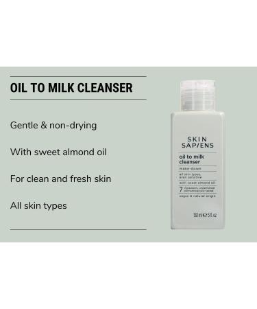 SKIN SAPIENS Make Down Oil To Milk Facial Cleanser with Sweet Almond Oil Gently Removes Eye & Face Makeup Natural Vegan and Cruelty Free Face Care For all Skin Types 150 ml. - Buy Online on GoSupps.com