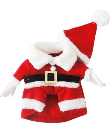 Delifur Pet Christmas Santa Claus Suit with Cap - Dog/Cat Xmas Costume Party Suit (Red, Size S) - Warm Hoodie for Winter - Buy Online on GoSupps.com