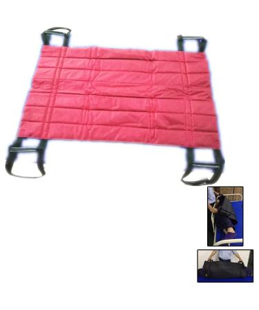 Transfer Blanket with Handle-Bed Positioning Pad and Shoulder Strap-Reusable and Washable Patient Lifting Device for Lifting Turning Sliding and Moving-Suitable for Nursing Staff Home Assistance Red