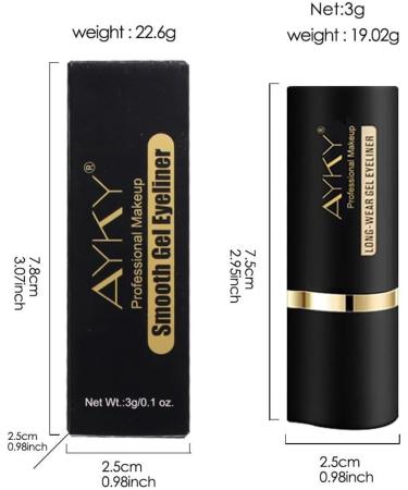 Ayky Long Wear Gel Eyeliner Natural Black Eyeliner Cream Waterproof Rationalu Gel Eyeliner Smokey Eyeshadow Palette Stick Smudge Proof Quick-Drying Matte Create Statement Eye Look (#03) - Buy Online on GoSupps.com