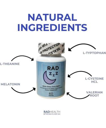 Rad ZZZ Natural Sleep Aid Pills - 60 Capsules | Promotes Restful Sleep | USA-Made | International Shipping Available - Buy Online on GoSupps.com